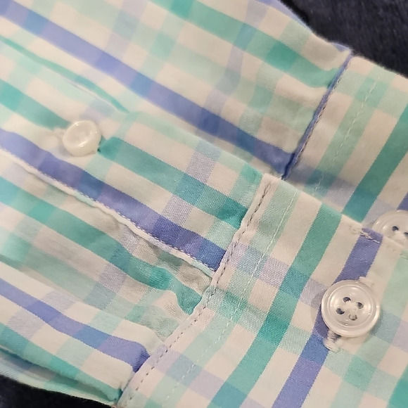 Class Club Blue and Green Casual Button Down Shirt - Picture 7 of 7
